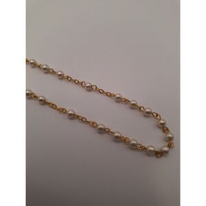 Pearl rosary necklace Roman Catholic gold tone
